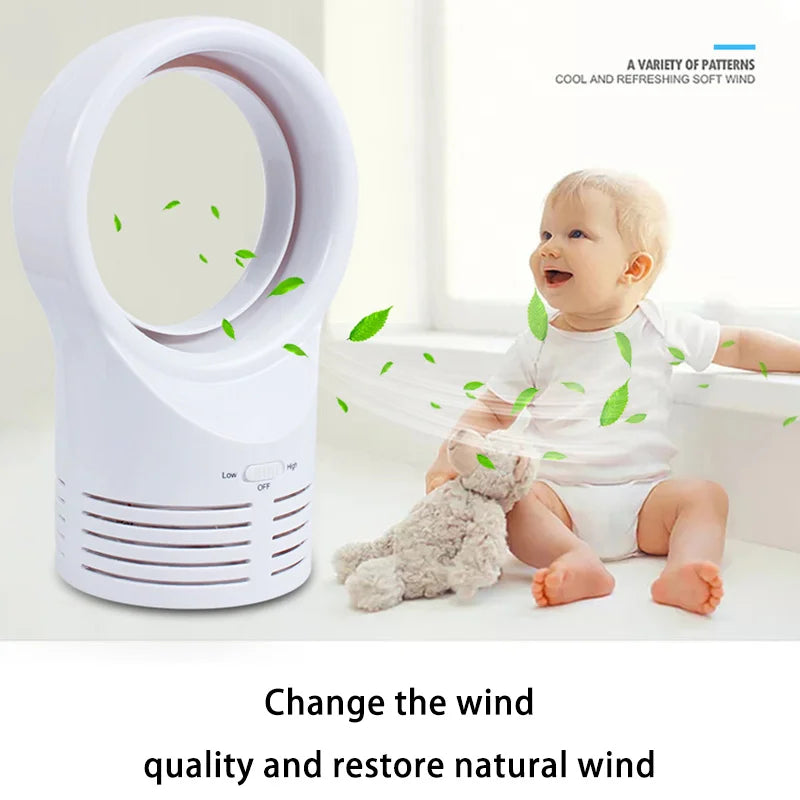 Large Bladeless Fan Student Small Fan Creative Sleeping Electric Cooling Super Quiet Desktop Office Mini Electric Fan