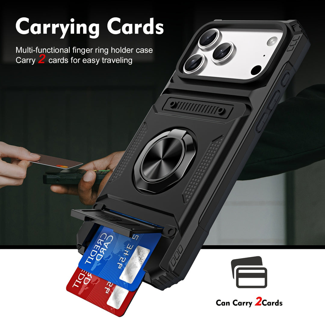 Metal-Plastic 2-In-1 Card-Slot Stand Phone Case