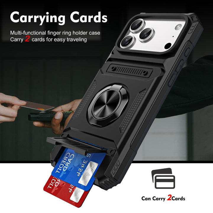 Metal-Plastic 2-In-1 Card-Slot Stand Phone Case