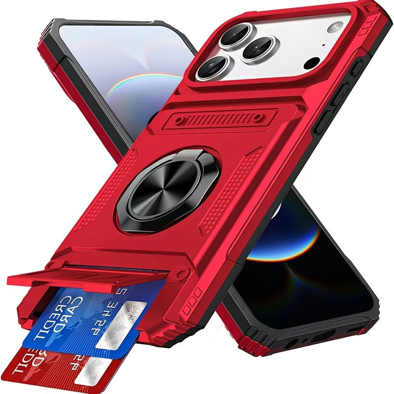 Metal-Plastic 2-In-1 Card-Slot Stand Phone Case