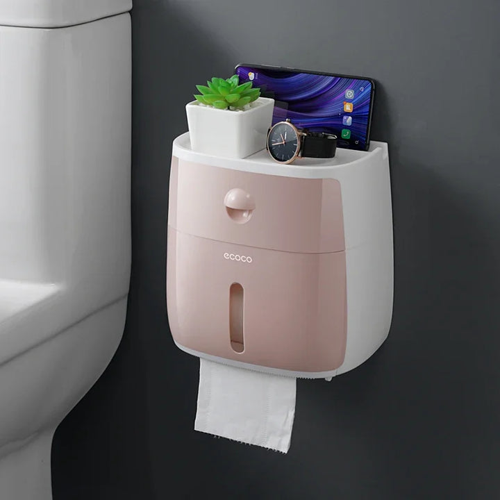 Plastic Waterproof Double Layer Paper Dispenser Portable Toilet Roll Paper Holder for Toilet Storage Box Bathroom Accessories