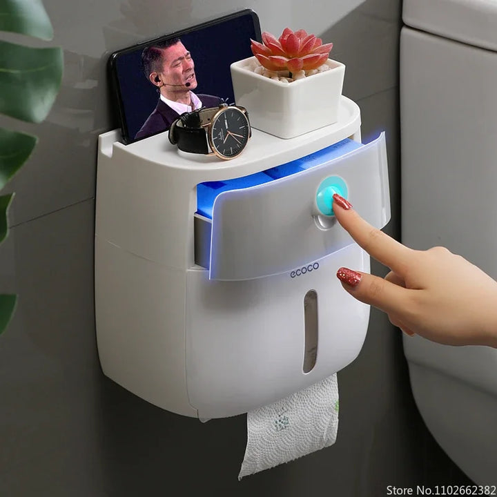 Plastic Waterproof Double Layer Paper Dispenser Portable Toilet Roll Paper Holder for Toilet Storage Box Bathroom Accessories