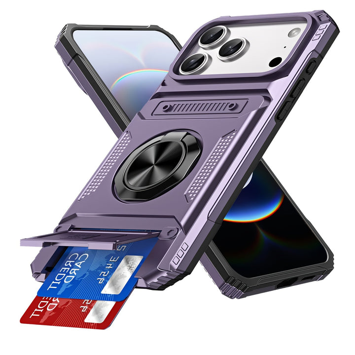 Metal-Plastic 2-In-1 Card-Slot Stand Phone Case