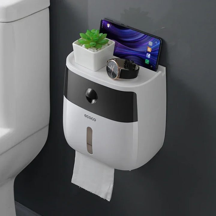 Plastic Waterproof Double Layer Paper Dispenser Portable Toilet Roll Paper Holder for Toilet Storage Box Bathroom Accessories