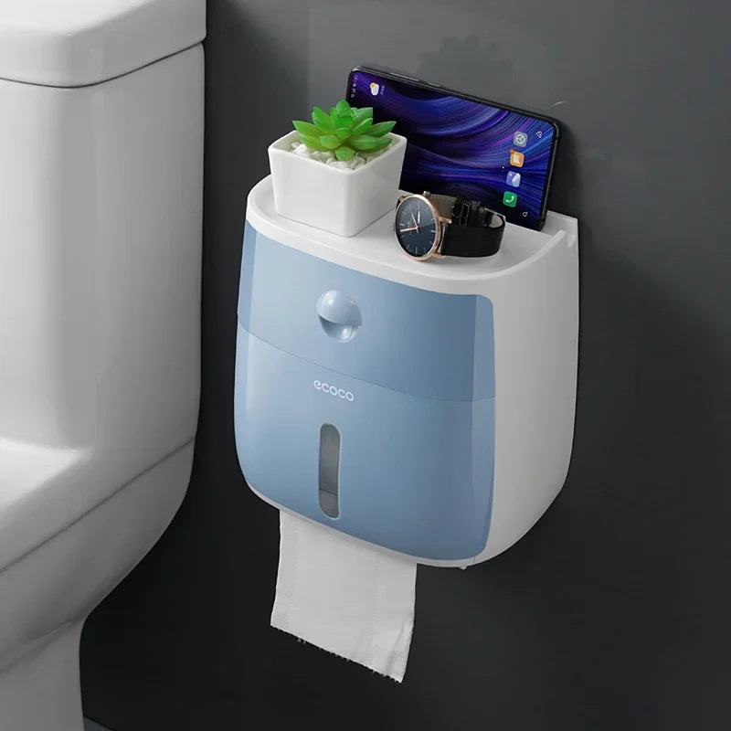 Plastic Waterproof Double Layer Paper Dispenser Portable Toilet Roll Paper Holder for Toilet Storage Box Bathroom Accessories