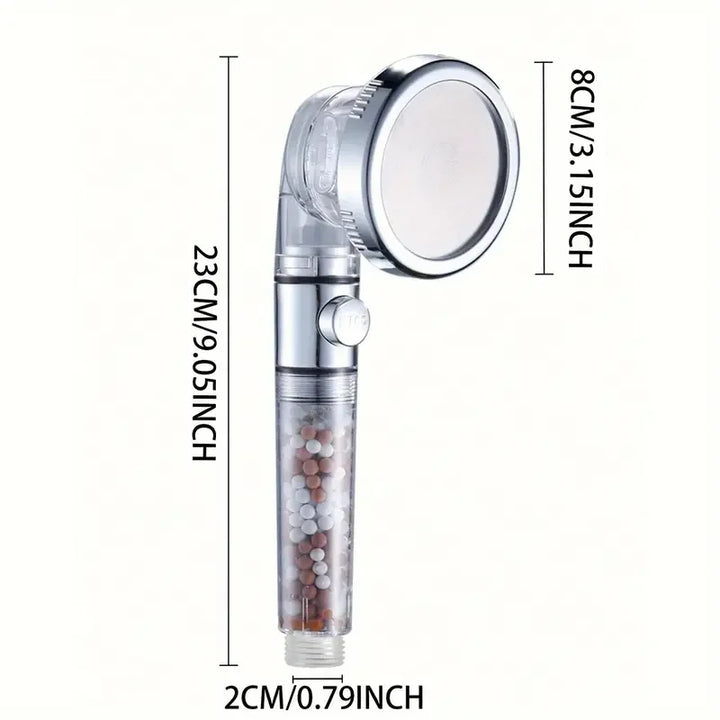 3-Mode Negative Ion Booster Filter Shower Head One-Button Water Stop Handheld Water-Saving Bathroom Accessories Set