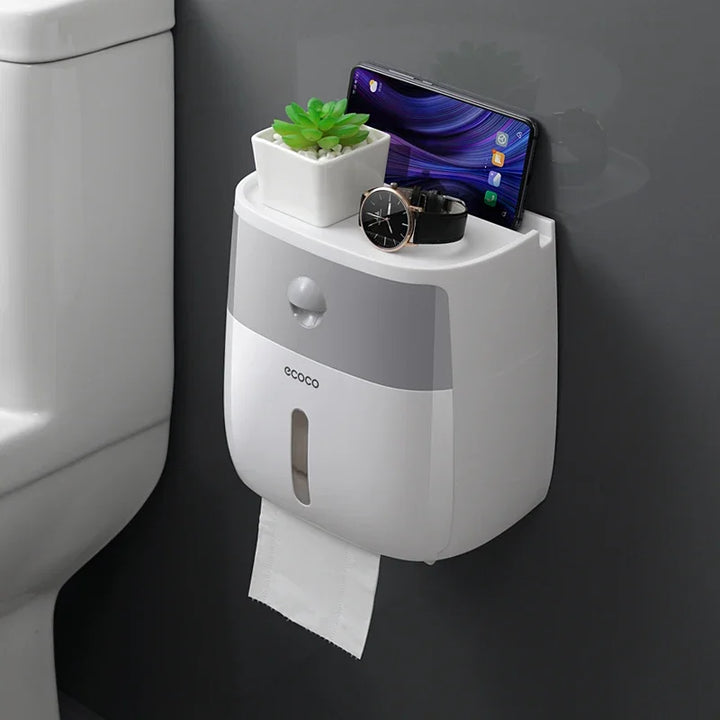 Plastic Waterproof Double Layer Paper Dispenser Portable Toilet Roll Paper Holder for Toilet Storage Box Bathroom Accessories