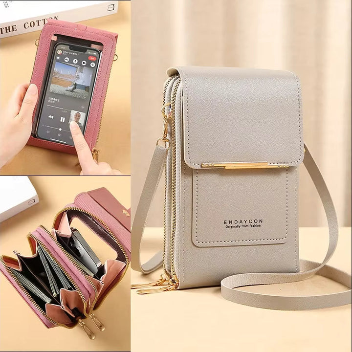 TouchGuard™ "leather-look Phone Crossbody Bag