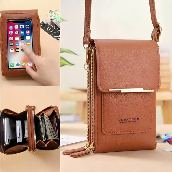 TouchGuard™ "leather-look Phone Crossbody Bag
