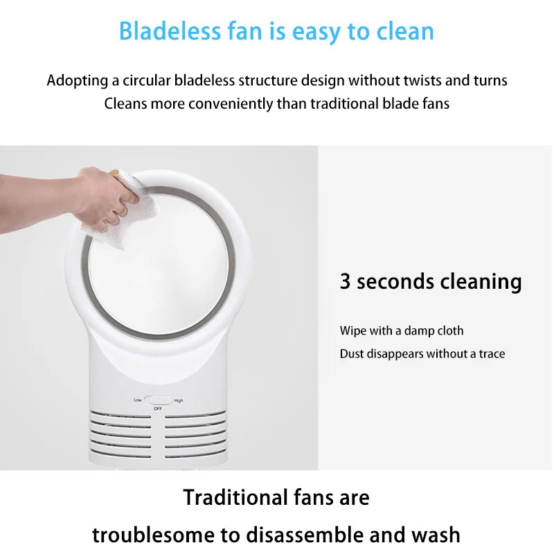 Large Bladeless Fan Student Small Fan Creative Sleeping Electric Cooling Super Quiet Desktop Office Mini Electric Fan
