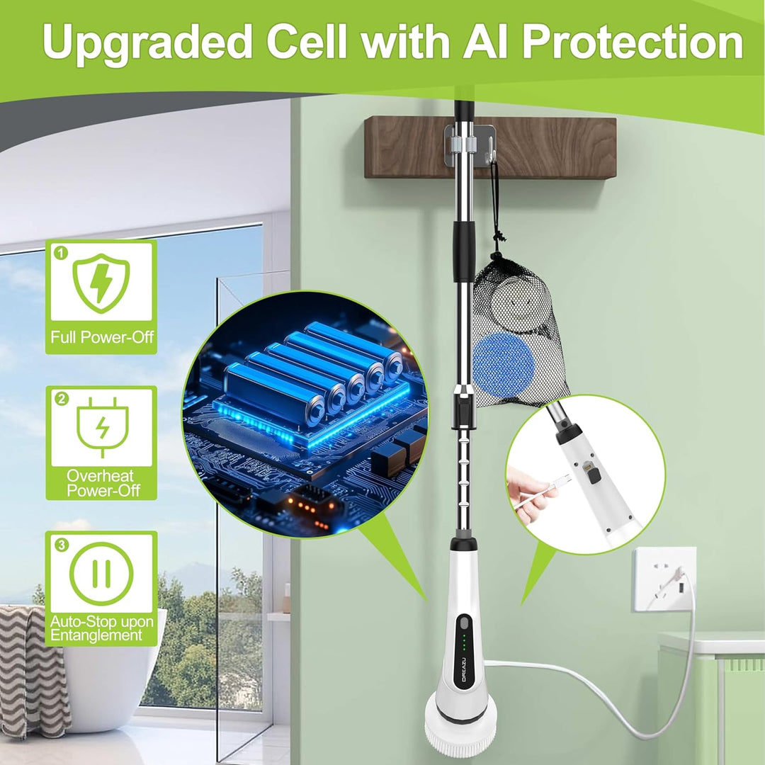 Electric Spin Scrubber, Cordless Shower Scrubber for Bathroom